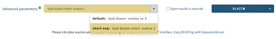 Advanced BLAST options image